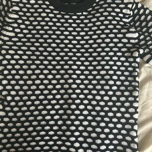 H&M Black and White Crew Neck Sweater with Geometric Pattern